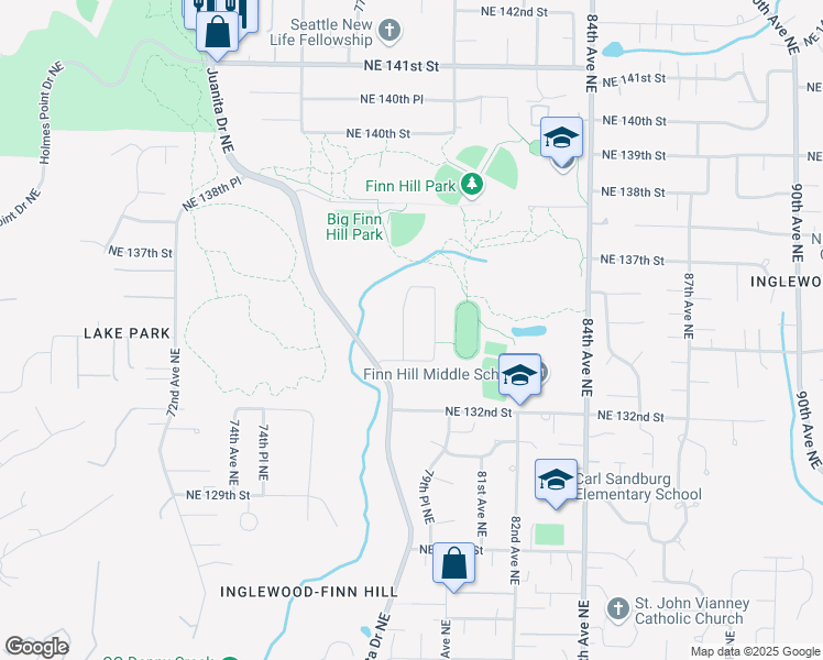 map of restaurants, bars, coffee shops, grocery stores, and more near 13320 78th Place Northeast in Kirkland