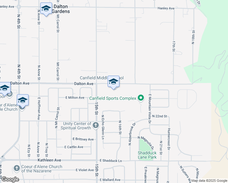 map of restaurants, bars, coffee shops, grocery stores, and more near 1800 East Dalton Avenue in Coeur d'Alene