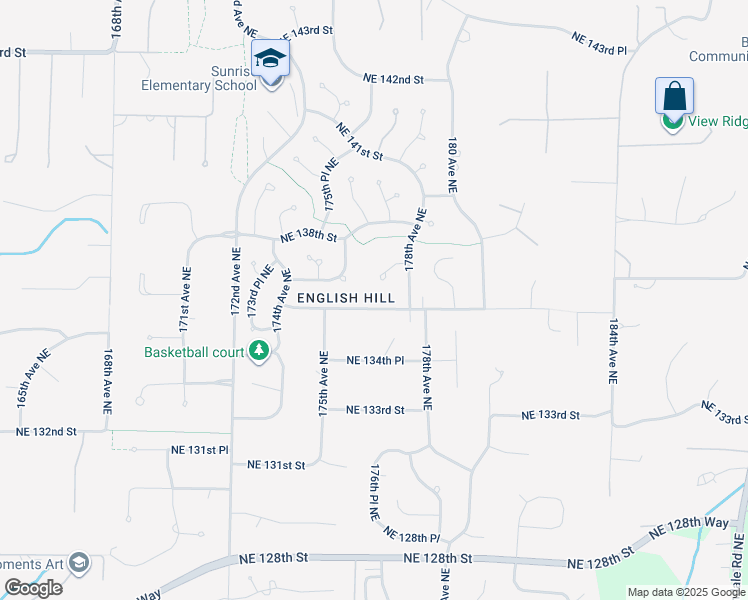 map of restaurants, bars, coffee shops, grocery stores, and more near 17616 Northeast 136th Street in Redmond