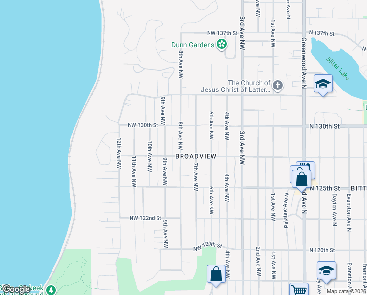 map of restaurants, bars, coffee shops, grocery stores, and more near 12739 7th Avenue Northwest in Seattle
