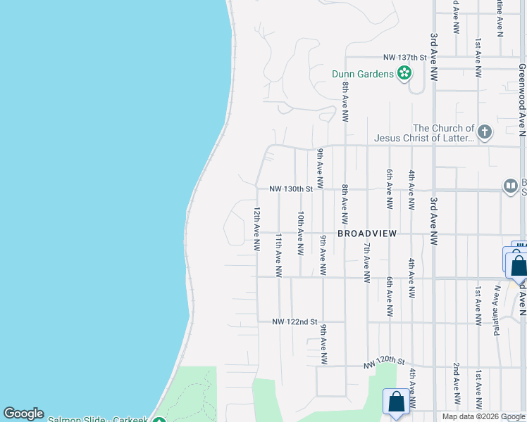 map of restaurants, bars, coffee shops, grocery stores, and more near 12730 12th Avenue Northwest in Seattle