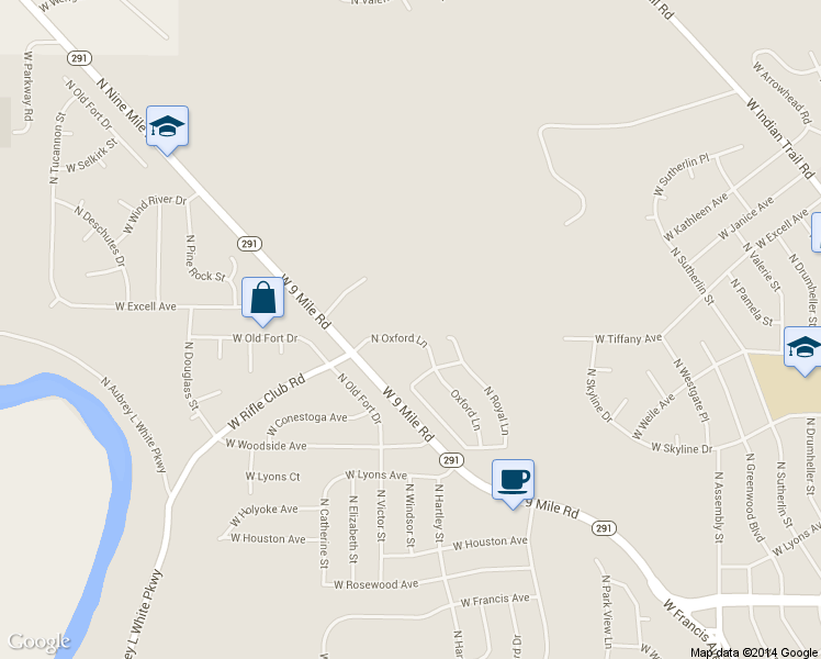 map of restaurants, bars, coffee shops, grocery stores, and more near 5214 W Rifle Club Ct in Spokane