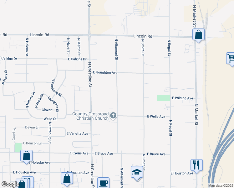 map of restaurants, bars, coffee shops, grocery stores, and more near 7314 North Altamont Street in Spokane