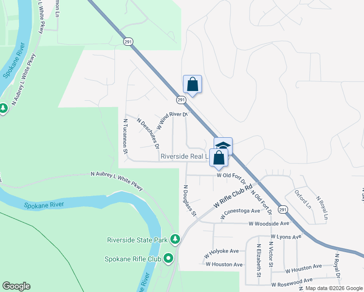 map of restaurants, bars, coffee shops, grocery stores, and more near 7135 North Pine Rock Street in Spokane