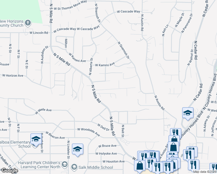 map of restaurants, bars, coffee shops, grocery stores, and more near 2309 West Stratton Avenue in Spokane