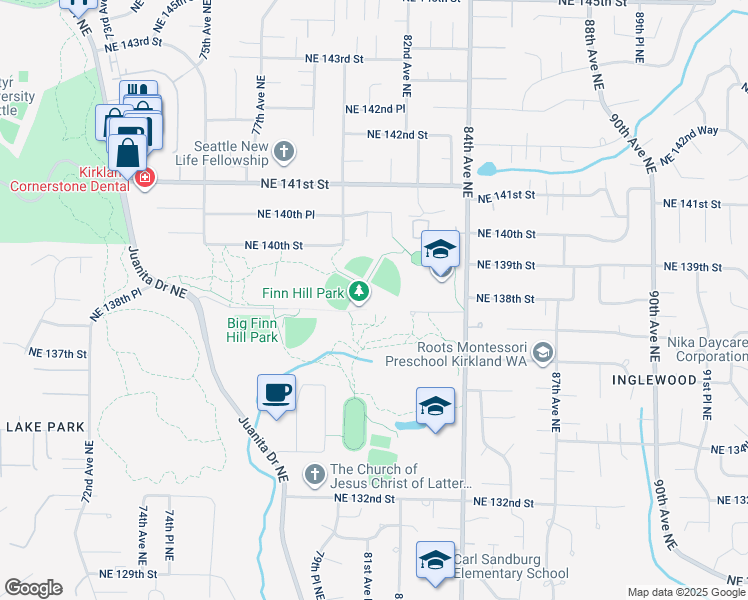 map of restaurants, bars, coffee shops, grocery stores, and more near 8220 Northeast 138th Street in Bothell