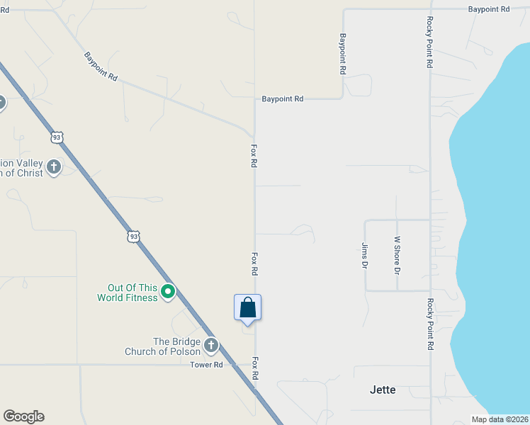 map of restaurants, bars, coffee shops, grocery stores, and more near 39873 Fox Meadow Lane in Polson