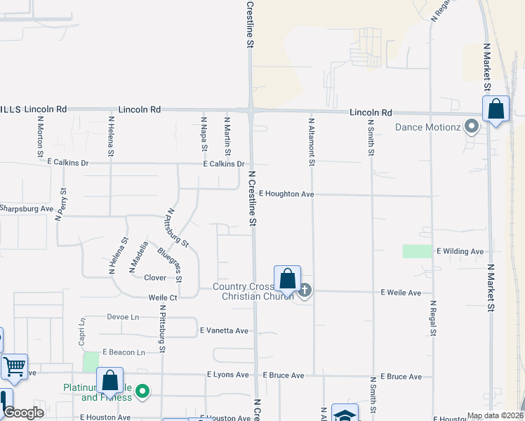 map of restaurants, bars, coffee shops, grocery stores, and more near 7420 North Crestline Street in Spokane