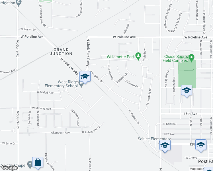 map of restaurants, bars, coffee shops, grocery stores, and more near 1802 Yaquina Drive in Post Falls