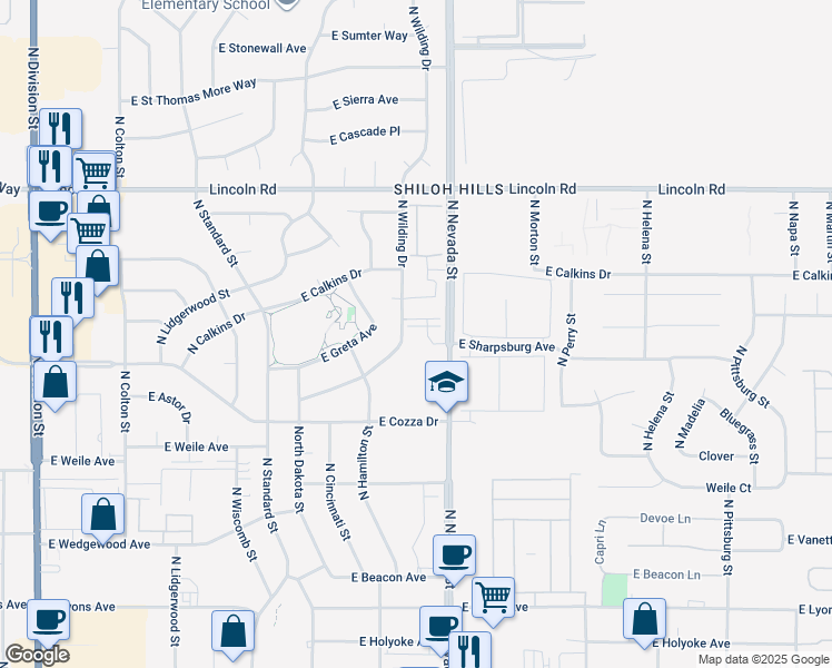 map of restaurants, bars, coffee shops, grocery stores, and more near 925 East Sharpsburg Avenue in Spokane