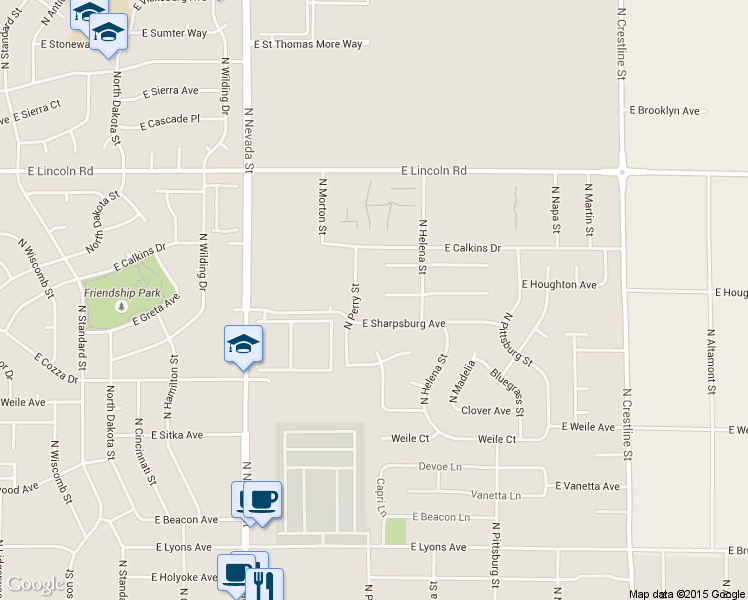 map of restaurants, bars, coffee shops, grocery stores, and more near 1402 East Houghton Court in Spokane