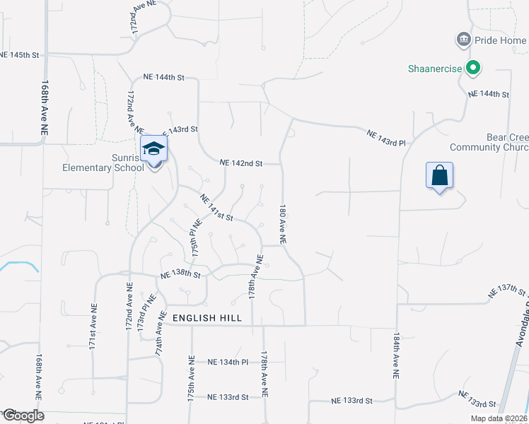 map of restaurants, bars, coffee shops, grocery stores, and more near 14023 180 Avenue Northeast in Redmond