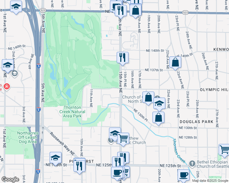 map of restaurants, bars, coffee shops, grocery stores, and more near in Seattle