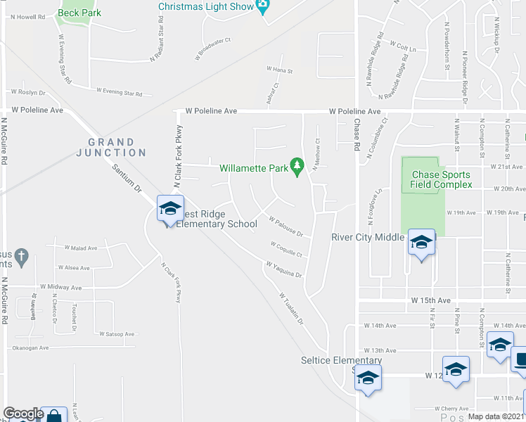 map of restaurants, bars, coffee shops, grocery stores, and more near North Kachess Lane in Post Falls