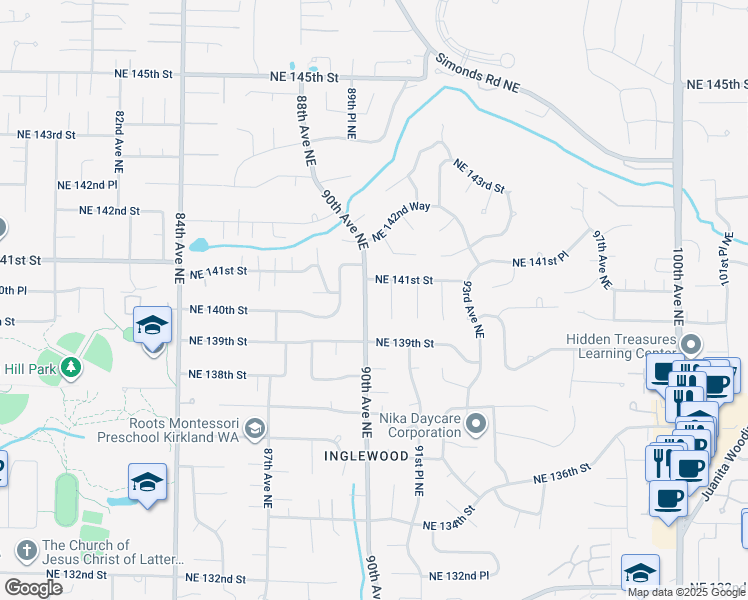 map of restaurants, bars, coffee shops, grocery stores, and more near 14039 90th Avenue Northeast in Bothell