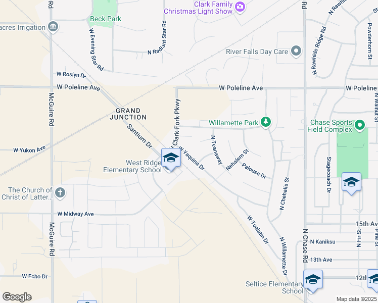 map of restaurants, bars, coffee shops, grocery stores, and more near 1983 Yaquina Drive in Post Falls