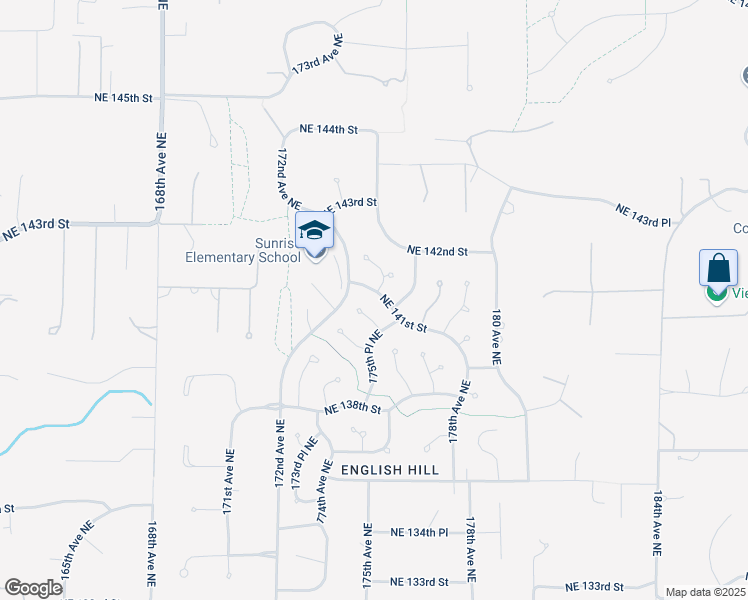 map of restaurants, bars, coffee shops, grocery stores, and more near 17401 Northeast 141st Street in Redmond