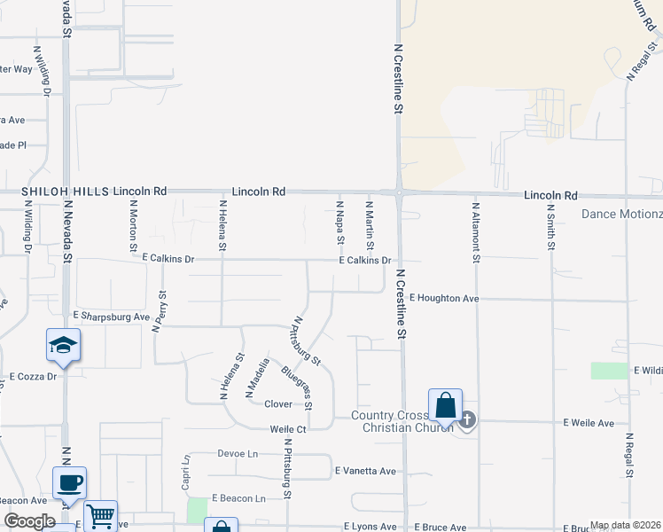 map of restaurants, bars, coffee shops, grocery stores, and more near 7518 North Magnolia Court in Spokane