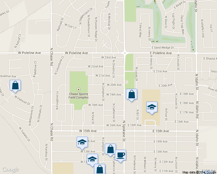 map of restaurants, bars, coffee shops, grocery stores, and more near 207 West 20th Avenue in Post Falls
