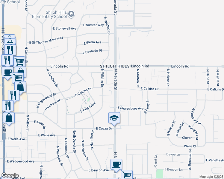 map of restaurants, bars, coffee shops, grocery stores, and more near 910 East Calkins Drive in Spokane