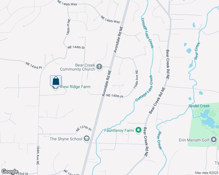 map of restaurants, bars, coffee shops, grocery stores, and more near 19119 Northeast 141st Street in Woodinville