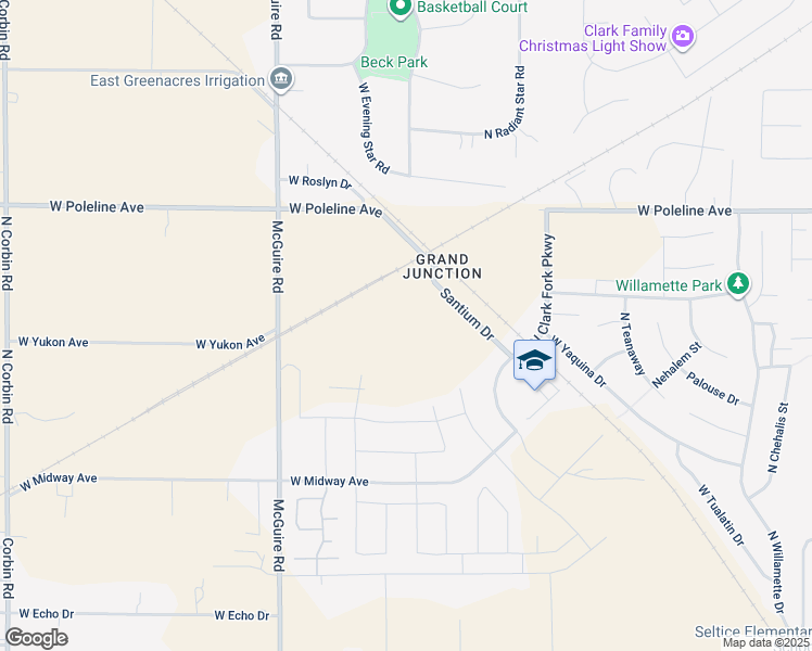 map of restaurants, bars, coffee shops, grocery stores, and more near Santium Drive in Post Falls