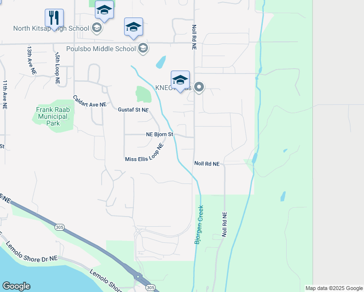 map of restaurants, bars, coffee shops, grocery stores, and more near 2285 Bjorgen Creek Court in Poulsbo