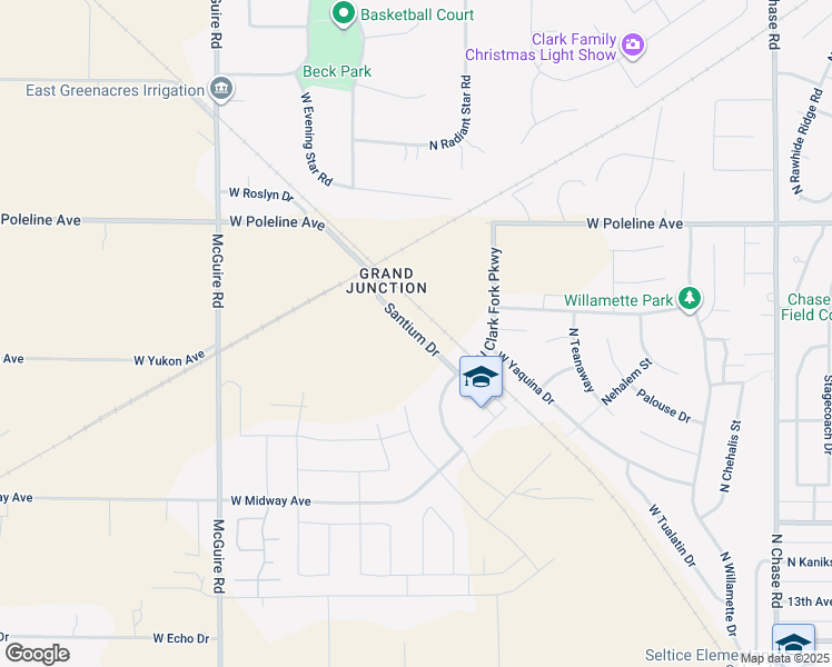 map of restaurants, bars, coffee shops, grocery stores, and more near Santium Drive in Post Falls
