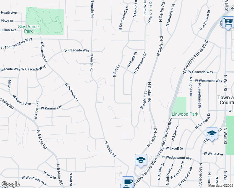map of restaurants, bars, coffee shops, grocery stores, and more near 7719 North Maple Street in Spokane