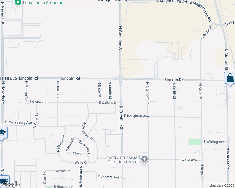 map of restaurants, bars, coffee shops, grocery stores, and more near 7809 North Crestline Street in Spokane