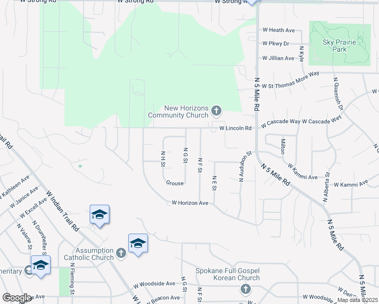 map of restaurants, bars, coffee shops, grocery stores, and more near 7710 North G Street in Spokane