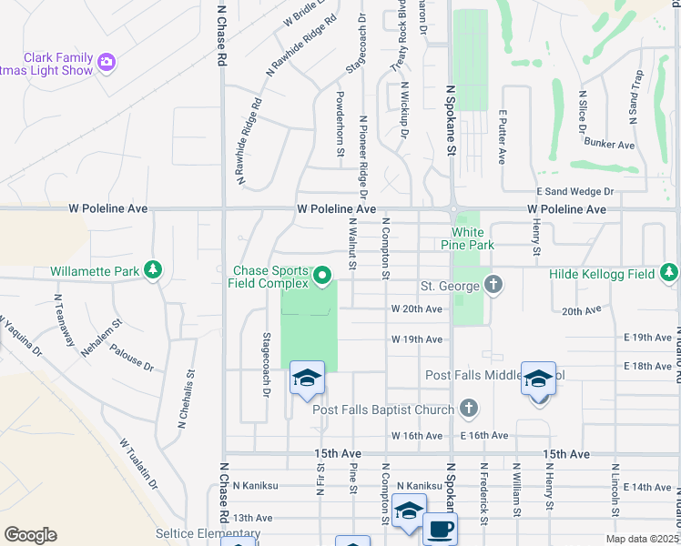 map of restaurants, bars, coffee shops, grocery stores, and more near 415 West 21st Avenue in Post Falls