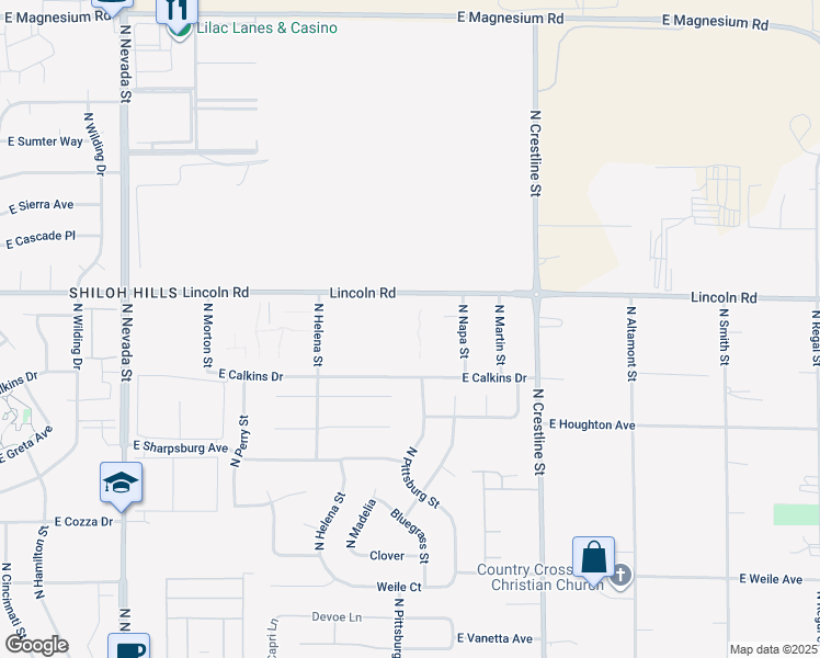 map of restaurants, bars, coffee shops, grocery stores, and more near 1718 Lincoln Road in Spokane