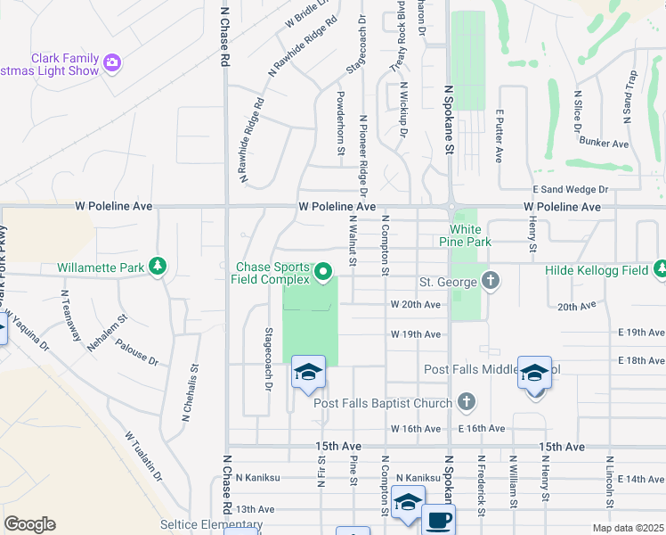 map of restaurants, bars, coffee shops, grocery stores, and more near 415 West 21st Avenue in Post Falls