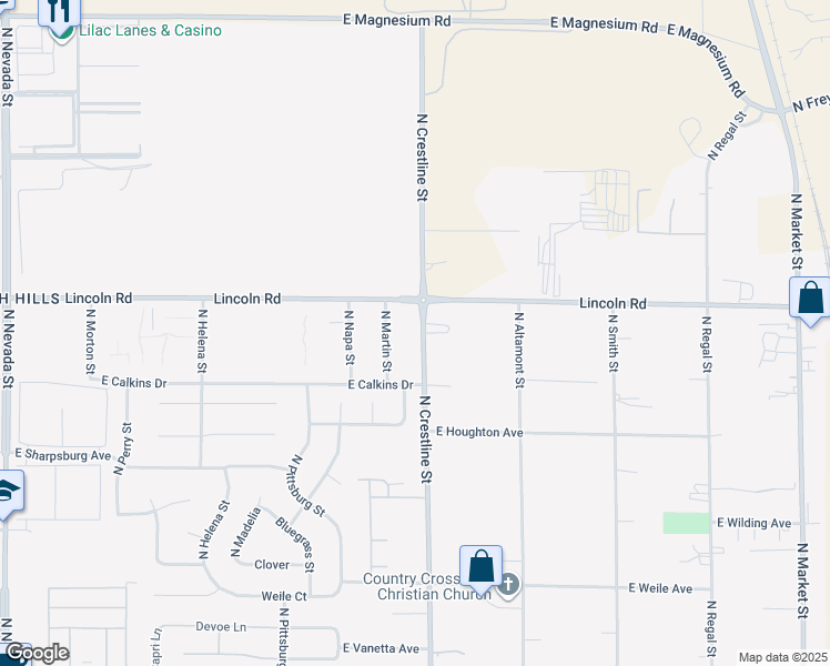 map of restaurants, bars, coffee shops, grocery stores, and more near 7809 North Crestline Street in Spokane