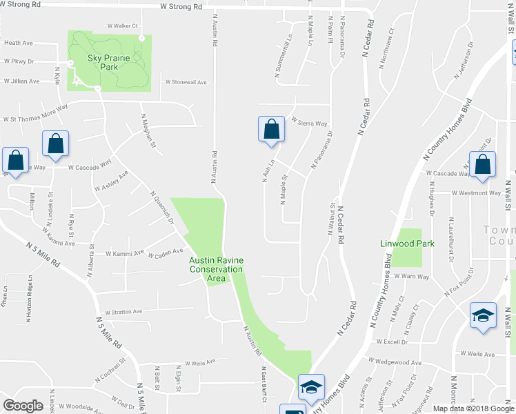 map of restaurants, bars, coffee shops, grocery stores, and more near 7713 North Ash Lane in Spokane
