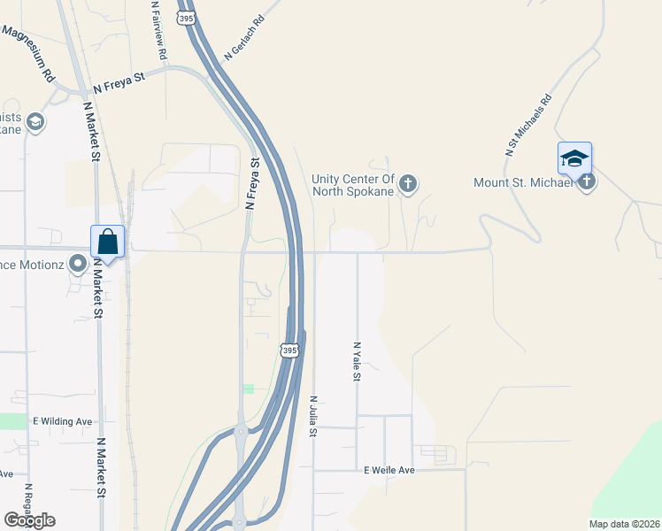map of restaurants, bars, coffee shops, grocery stores, and more near 7904 North Julia Street in Spokane