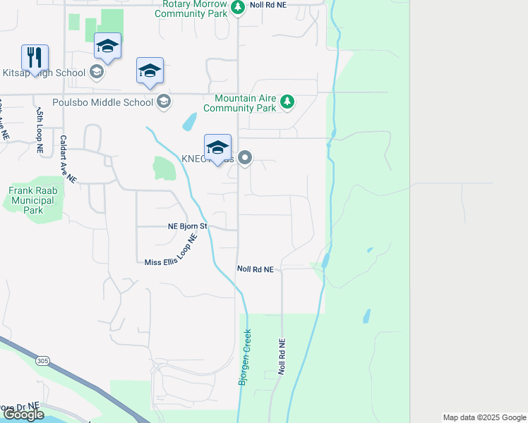 map of restaurants, bars, coffee shops, grocery stores, and more near 18208 Noll Road Northeast in Poulsbo