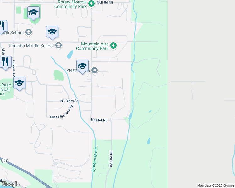 map of restaurants, bars, coffee shops, grocery stores, and more near 18208 Noll Road Northeast in Poulsbo