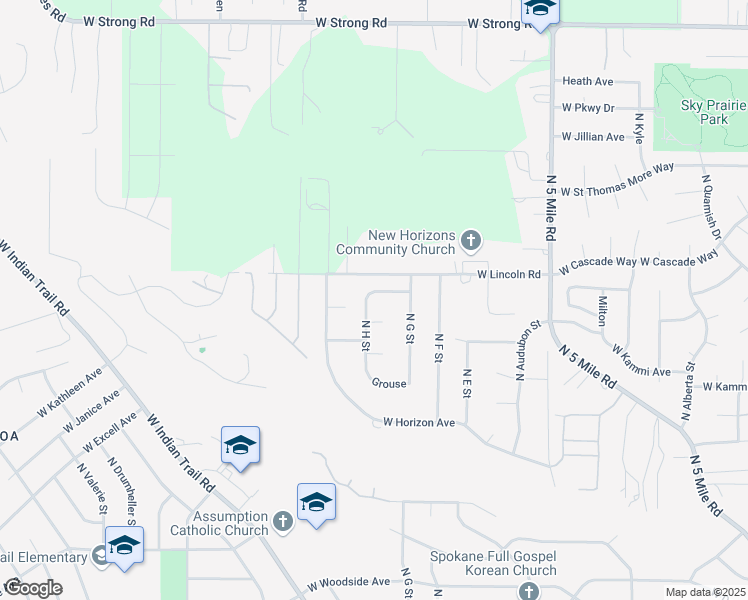 map of restaurants, bars, coffee shops, grocery stores, and more near 3419 West Mallard Avenue in Spokane