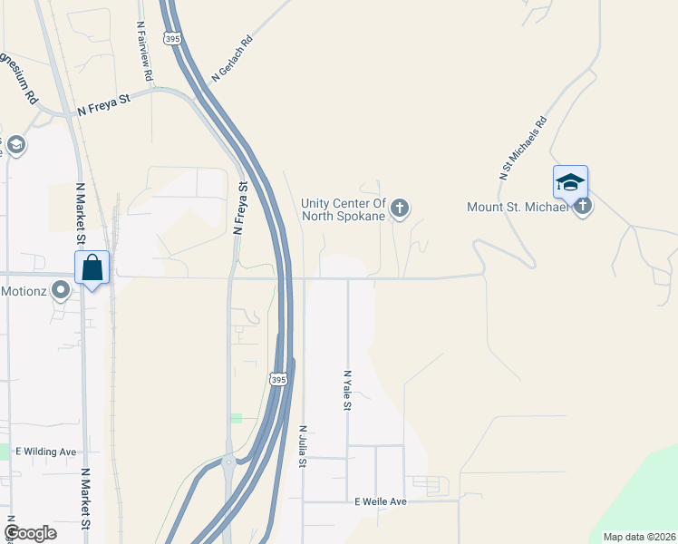 map of restaurants, bars, coffee shops, grocery stores, and more near 3919 Lincoln Road in Spokane