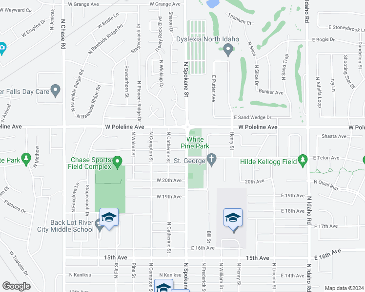 map of restaurants, bars, coffee shops, grocery stores, and more near 119 West 23rd Avenue in Post Falls