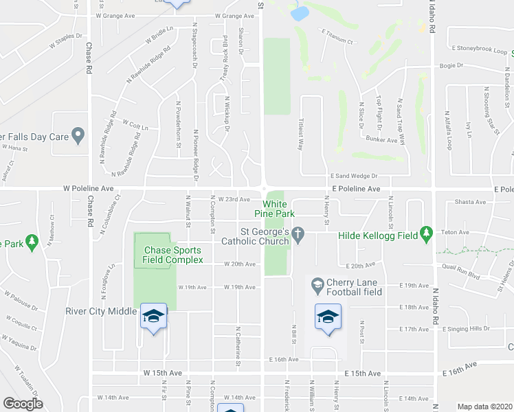 map of restaurants, bars, coffee shops, grocery stores, and more near 119 West 23rd Avenue in Post Falls