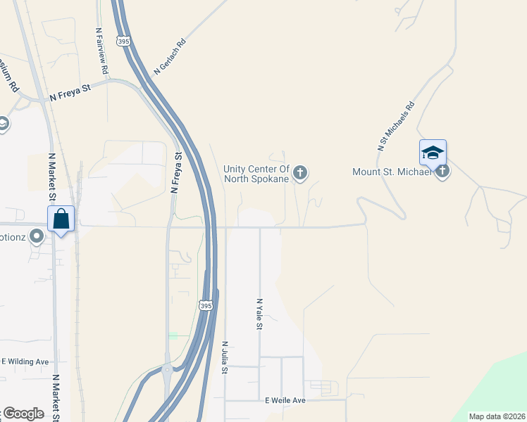 map of restaurants, bars, coffee shops, grocery stores, and more near 3919 Lincoln Road in Spokane