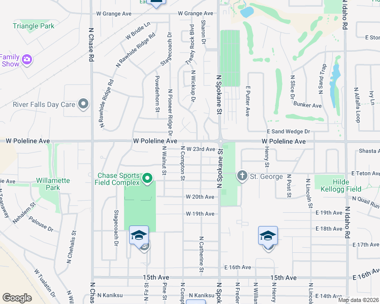 map of restaurants, bars, coffee shops, grocery stores, and more near 215 West 23rd Avenue in Post Falls
