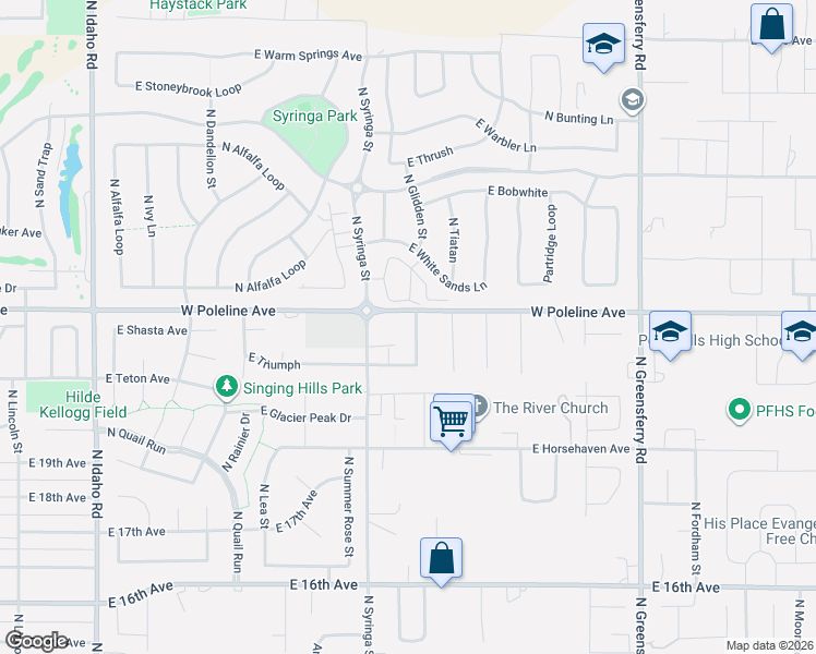 map of restaurants, bars, coffee shops, grocery stores, and more near 2325 Dallan Drive in Post Falls