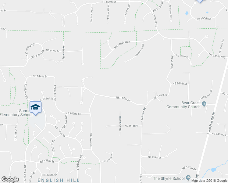 map of restaurants, bars, coffee shops, grocery stores, and more near 18110 Northeast 143rd Place in Woodinville