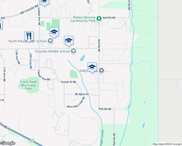 map of restaurants, bars, coffee shops, grocery stores, and more near 18531 Noll Road Northeast in Poulsbo