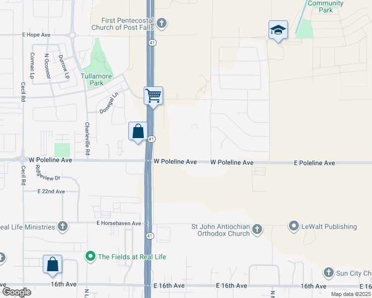 map of restaurants, bars, coffee shops, grocery stores, and more near 4353 East Poleline Avenue in Post Falls