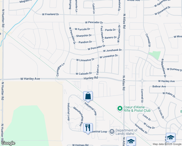 map of restaurants, bars, coffee shops, grocery stores, and more near 4695 North Kite Lane in Coeur d'Alene